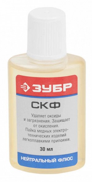 Флюс СКФ Флюс ЗУБР СКФ, пластиковый флакон, 30мл

Флюс СКФ Зубр 55478-030, применяется для пайки элементов радиомонтажа и печатных плат легкоплавкими припоями. Необходима отмывка спиртом, бензином или