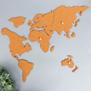 Панно-наклейка настенное пробка "Карта мира" набор 40х70 см