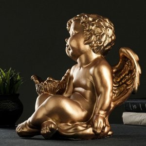 Подсвечник "Ангел сидя в руке" 26х21х30 см бронза, для свечи d=6 см