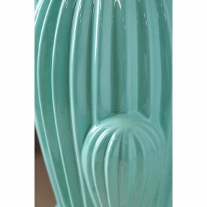 Ваза керамика настольная "Кактус", голубая, 31 см