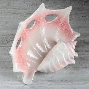 Ваза керамика настольная "Горизонтальная ракушка", розовая, 18 см