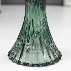 Подсвечник стекло на 1 свечу "Виток" зелёный прозрачный 13,5х7х7 см
