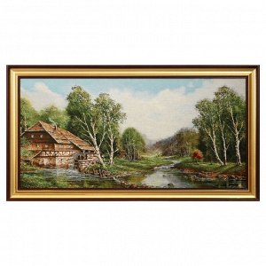 W002-40х80 Картина из гобелена "Водяная мельница в лесу" (47х86)