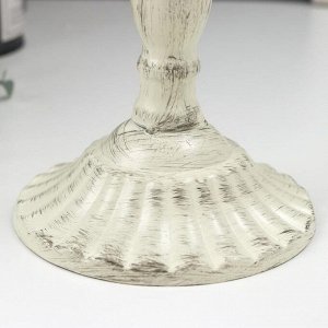 Подсвечник металл на 1 свечу "Прованс" белый состаренный 21х11,5х11,5 см