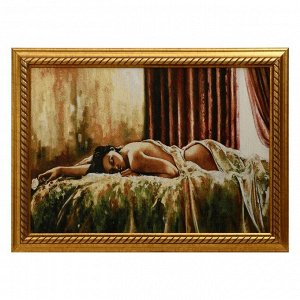 R266-40х57 Картина из гобелена "Спящая девушка на кровати" (47х65)