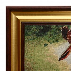 E074-40х80 Картина из гобелена "Девушка утром и птички" (48х87)