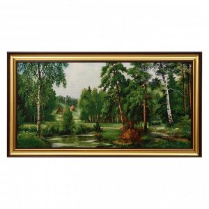S020-40х80 Картина из гобелена "Лесной домик и стог сена" (47х87)