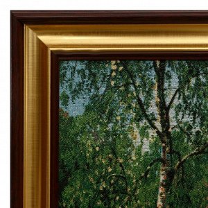 S020-40х80 Картина из гобелена "Лесной домик и стог сена" (47х87)
