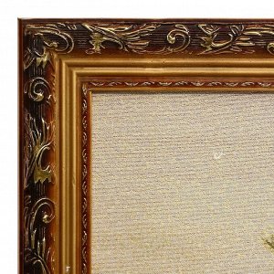 M017-60х120 Картина из гобелена "Букет подсолнухов в плетеной корзине" (65х125)
