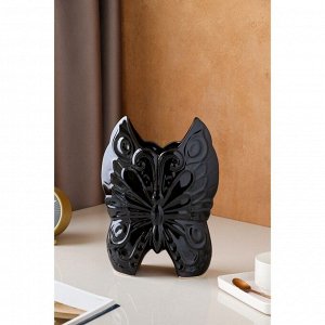 Ваза керамическая "Бабочка", настольная, чёрная, 30 см