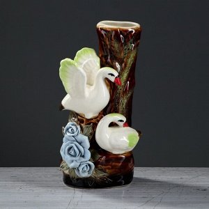 Ваза керамика настольная "Лебеди", 26 см, микс