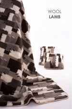 WOOLLAMB / Плед меховой жаккардовый рисунок &quot;ЗАПЛАТКА&quot; Серый