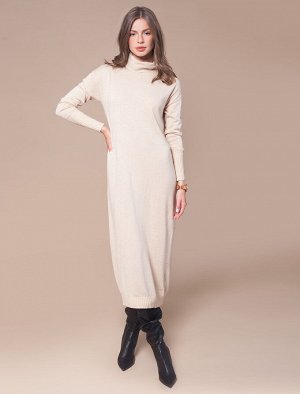 Платье вязаное женское овсяный (D32.074)