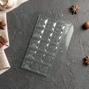Форма для шоколада и конфет «Плитка Ночной Поцелуй», 17x8,5x1 см, цвет прозрачный