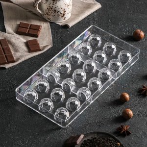 Форма для шоколада «Бриллиант», 27,5x13,5 см, 21 ячейка (d=2,5 см)