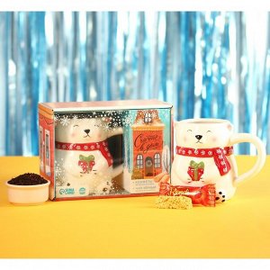 Подарочный набор «Счастье в дом»: чай чёрный "Ваниль и кармель", 20 г; конфеты мультизлаковые, 50 г; кружка, 650 мл.