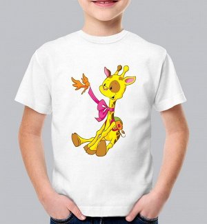 Детская футболка жирафик / xs (10-12 лет) рост 152-164 / белая