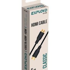 Кабель EXPLOYD EX-K-994 Кабель HDMI-HDMI V1.4 5М круглый чёрный