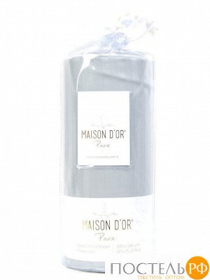 Простынь на резинке "FITTED CIZGILI"  сатин полоска СЕРЫЙ (100*200+28,   нав 50*70-1шт) (Maison Dor)