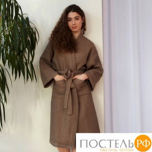 Халат вафельный женский удлиненный Этель "Boho" р. 42-44, цв. мокко, 100%хл, 290 г/м2 6243557