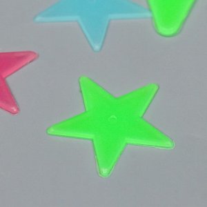 Наклейка фосфорная пластик "Звезды разных размеров" набор 14 шт 17х12 см