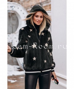 Норковая куртка со звёздами Артикул: L-2582-2-65-U