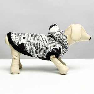 СИМА-ЛЕНД Куртка для собак &quot;Газета&quot;, размер M (ДС 30, ОШ 32, ОГ 44 см), бело-чёрная