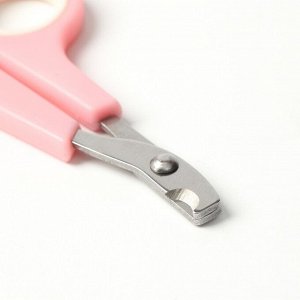 Набор по уходу за когтями: ножницы-когтерезы (отверстие 6 мм) и пилка, розовый с белым