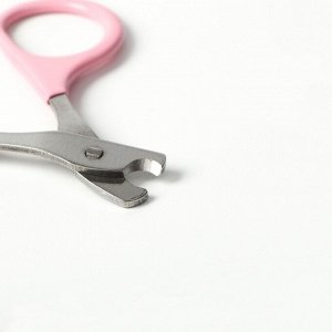 Пижон Ножницы-когтерезы изогнутые с прорезиненными ручками, отверстие 6 мм, розовые