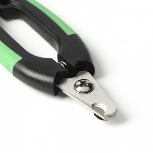 Когтерез боковой малый с закругленными резиновыми ручками,отверстие 8 мм,чёрный с зелёным