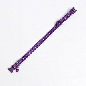 Ошейник "Лапка и кость" с бубенчиком, ширина 1,5 см, ОШ 30, фиолетовый