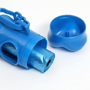 Контейнер-косточка с мешками для уборки (рулон 15 пакетов 29х21 см), синий