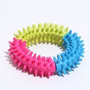 Игрушка жевательная для собак "Кольцо с шипами", TPR, 11 см, микс цветов