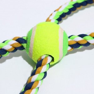 Игрушка канатная "Восьмерка с мячом по середине", 25 см, микс цветов