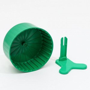 Колесо для грызунов полузакрытое пластиковое, с подставкой, 14 см, зеленый микс
