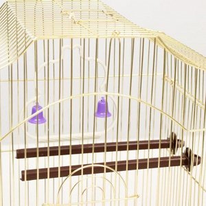 Клетка для птиц "Алиса", укомплектованная, 30 х 23 х 39 см, золотая