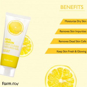 FarmStay Пилинг-гель д/лица 100 мл Лимон Real Lemon Deep Clear Peeling Gel