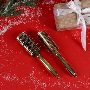 Подарочный набор «Золотая снежинка», 2 предмета: массажная расчёска, брашинг, цвет золотистый