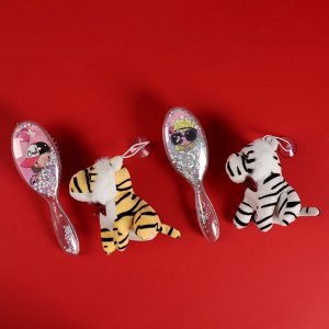 Подарочный набор «Инста тигр», 2 предмета: массажная расчёска, игрушка, рисунок МИКС