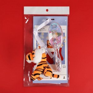 Подарочный набор «Инста тигр», 2 предмета: массажная расчёска, игрушка, рисунок МИКС