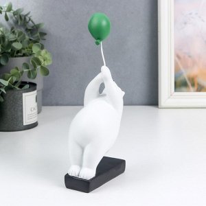 Сувенир полистоун "Белый мишка с зелёным воздушным шариком" 25х6х12 см