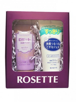 000137 "ROSETTE" Подарочный набор "age clear" Пенка для умывания для сухой кожи с мембраной яичной скорлупы, маслами граната,  клюквы и малины, с ароматом розы. Для зрелой кожи, 120 гр. + Мягкий гель-