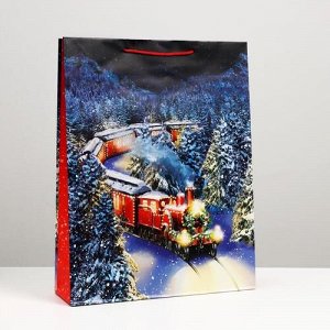 Пакет подарочный  "Новогодний поезд" 33*42,5*10 см