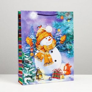 Пакет подарочный "Снеговик" 33*42,5*10 см
