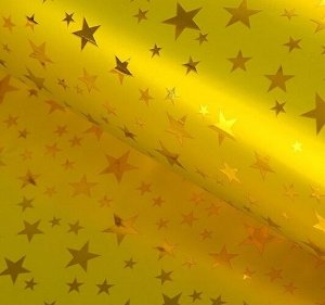 Пленка голографическая "Звезды" 70*100 см. цв. желтый