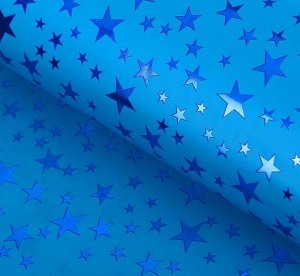 Пленка голографическая "Звезды" 70*100 см. цв. синий