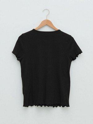 Женская футболка с коротким рукавом и круглым вырезом