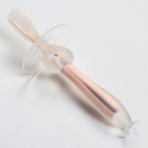 Детская зубная щетка-массажер на присоске, силиконовая с ограничителем, от 3 мес., цвет розовый