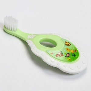 Детская зубная щетка, цвет белый/зеленый