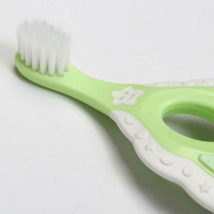 Детская зубная щетка, нейлон, с ограничителем, цвет белый/зеленый